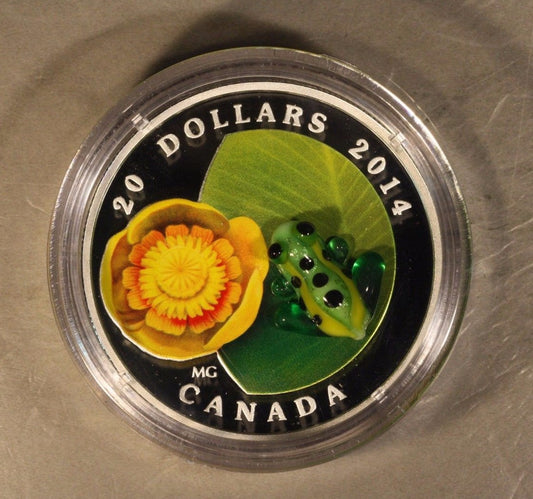 2014 Canada $20 Silver Water Lily & Leopard Frog Proof 
