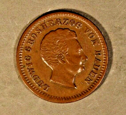 1828D German State Baden 1 Kreuzer Light Circulation   