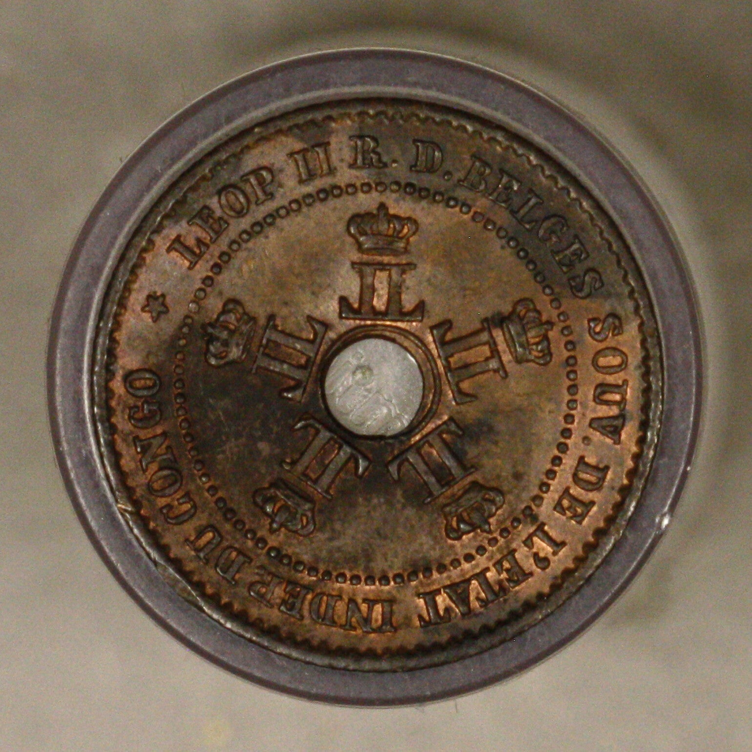 Congo Free State 1888 1 centimes red and brown UNC copper 