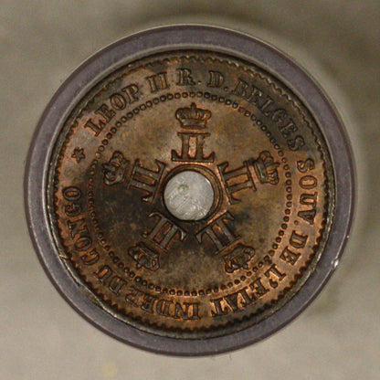 Congo Free State 1888 1 centimes red and brown UNC copper 