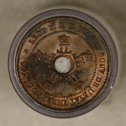 Congo Free State 1888 1 centimes red and brown UNC copper 