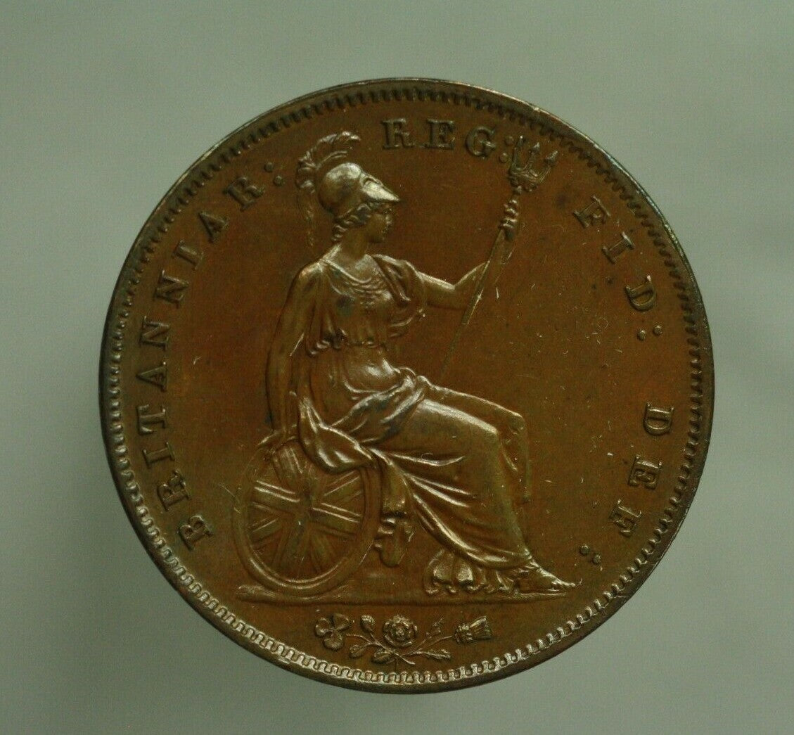 Great Britain 1858 Double Date 1 Penny (Old Faint Pin Scratch on Obverse)  A331