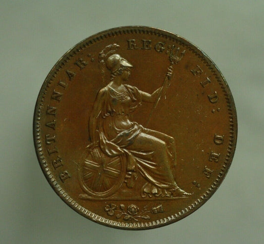 Great Britain 1858 Double Date 1 Penny (Old Faint Pin Scratch on Obverse)  A331