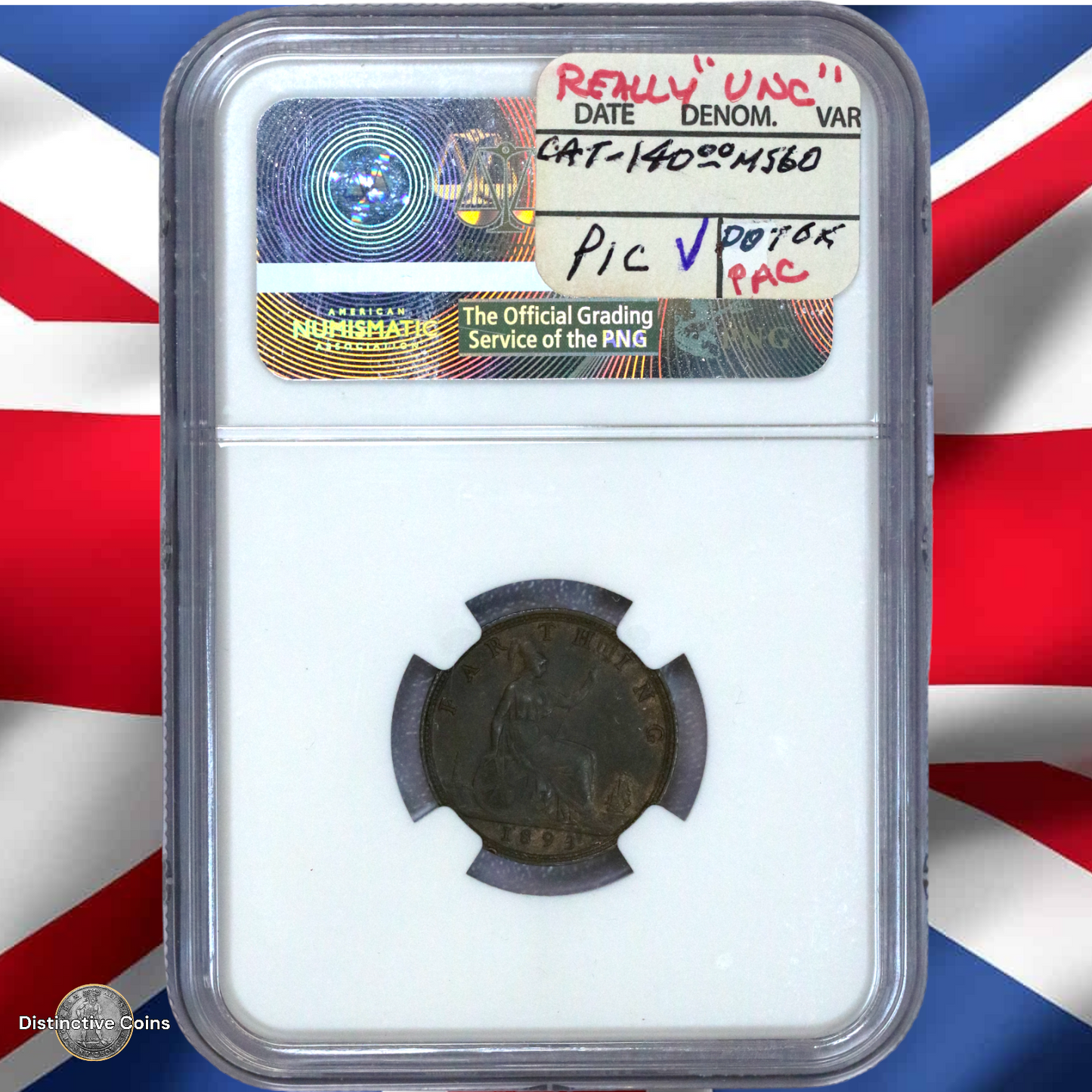 Great Britain 1893 Farthing NGC AU58BN - GBS055