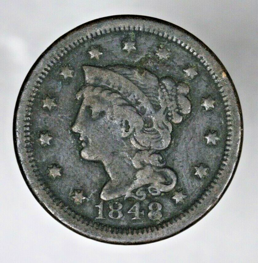US 1848 Braided Hair Large Cent  A3148