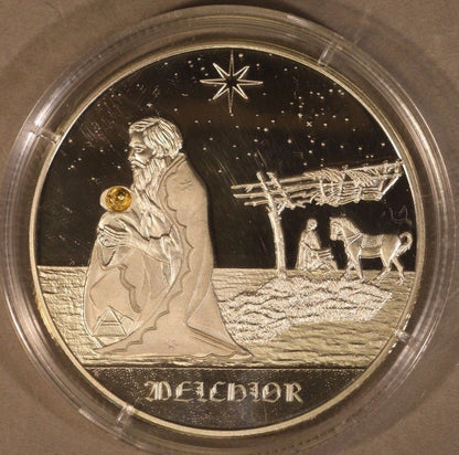  2005 Congo 10 Francs Silver ( 3 Holy Kings ) Wood Case 