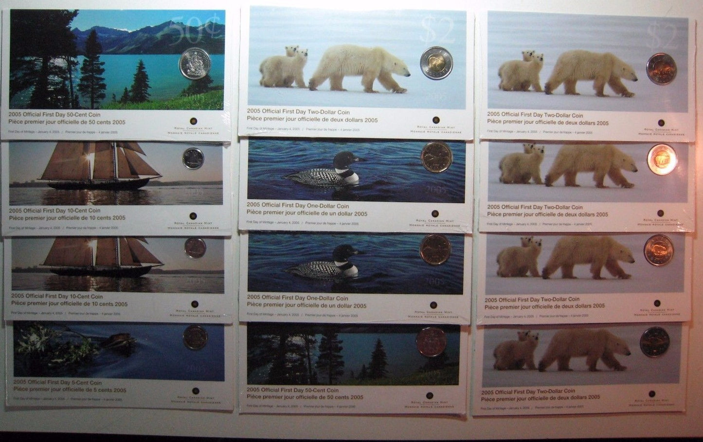 Lot of 12 Canada 2005 First Day Coinage Strikes in Holder