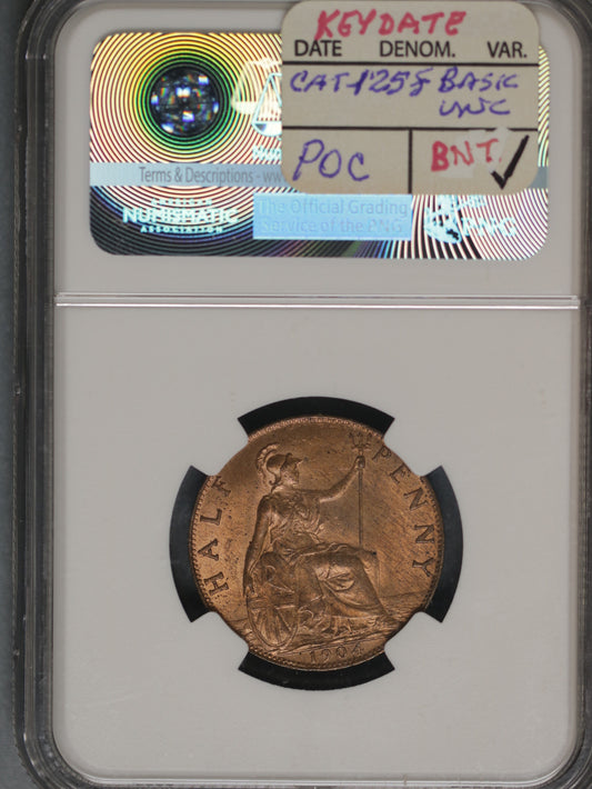 Great Britain 1904 1/2 Penny K-793.2 NGC MS64 RB