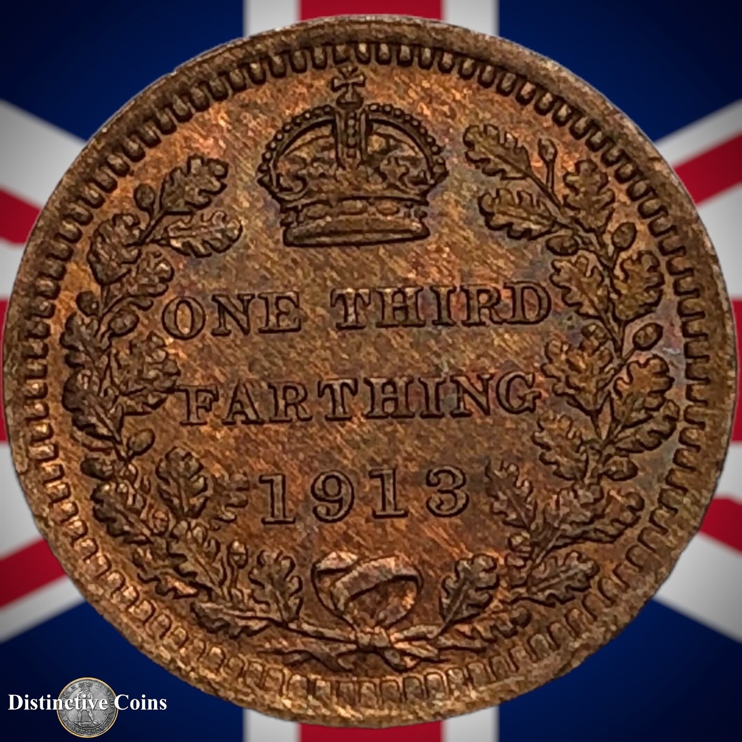 Great Britain 1913 Third Farthing 1/3 Penny GB3042