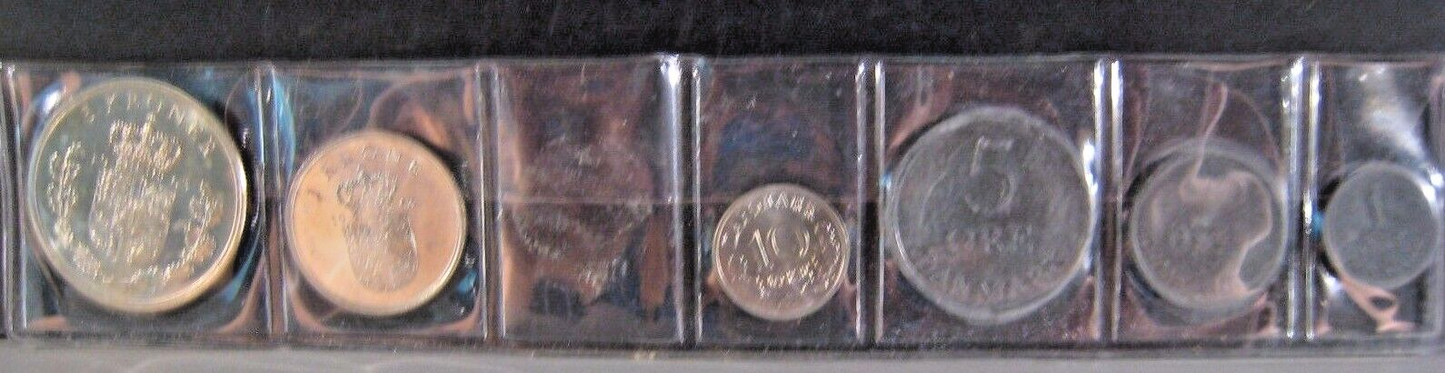 1963 Denmark 6 Piece Uncirculated Set of Coins Issued  