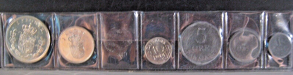 1963 Denmark 6 Piece Uncirculated Set of Coins Issued  