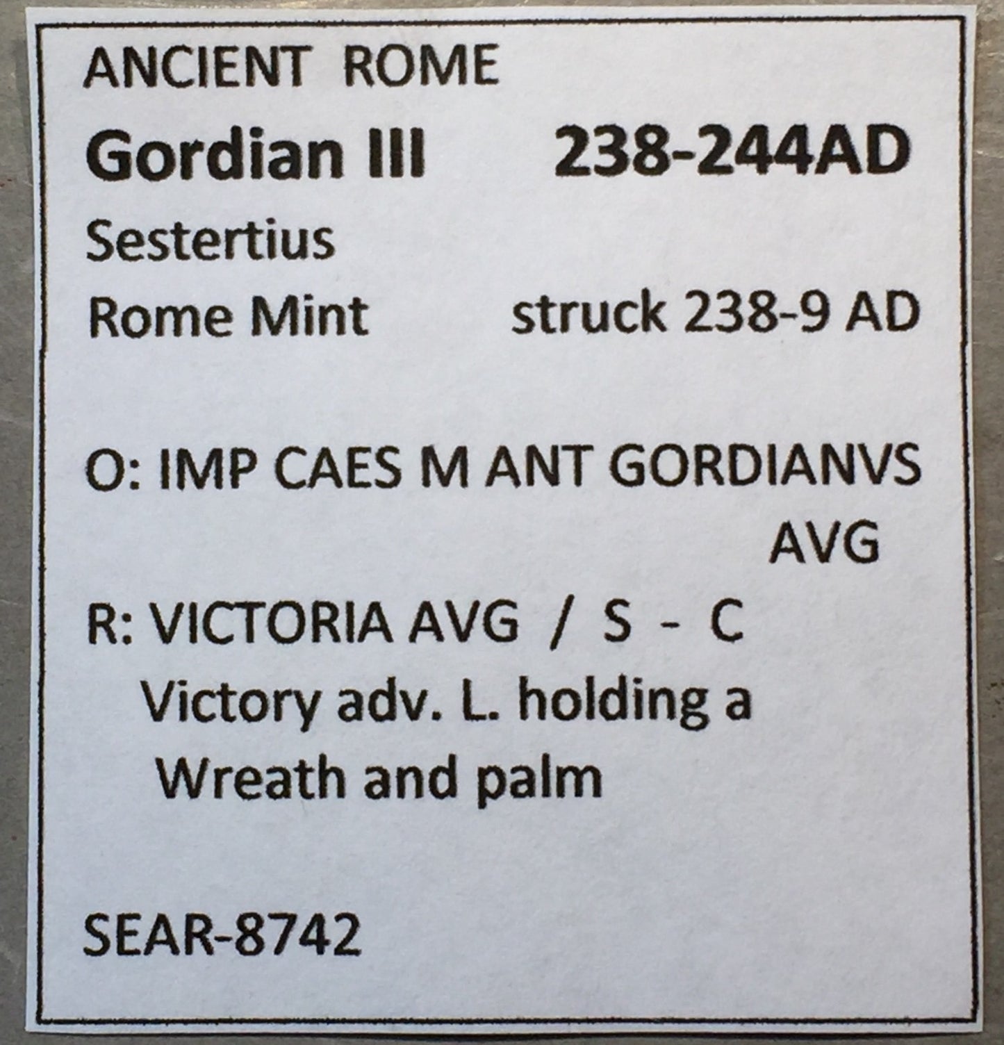 ANCIENT ROME  Gordian III 238-244 AD Sestertius Rome Mint   #A464