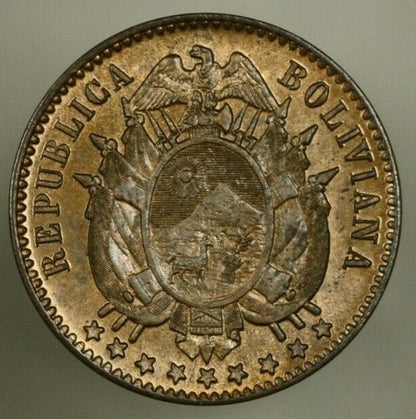 Bolivia Centavo 1883-A  Red-Brown UNC   A2095