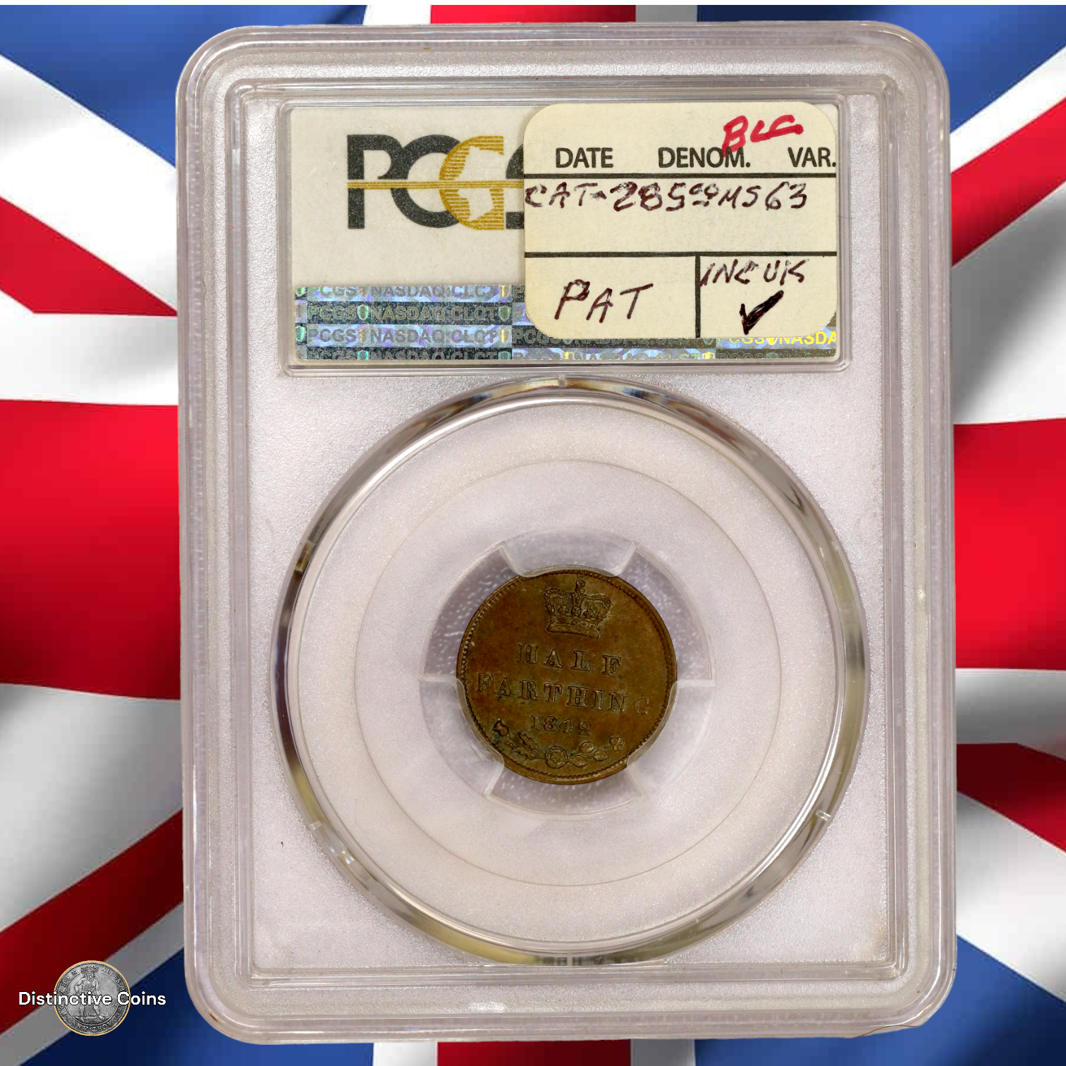 Great Britain 1842 1/2 Farthing PCGS MS62BN - GBS016