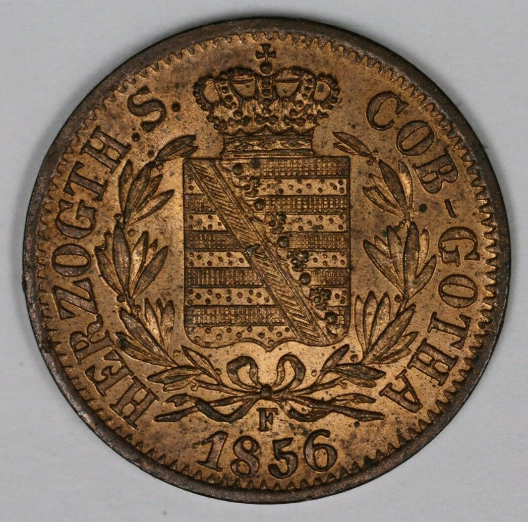 Saxe-Coburg-Gotha 1856 E 2 Pfennig Near Ge UNC   A2755