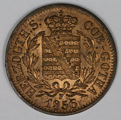 Saxe-Coburg-Gotha 1856 E 2 Pfennig Near Ge UNC   A2755
