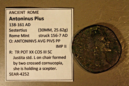 ANCIENT ROME Antoninus Pius 138-161 AD Bronze Denarius ROME MINT   #B202