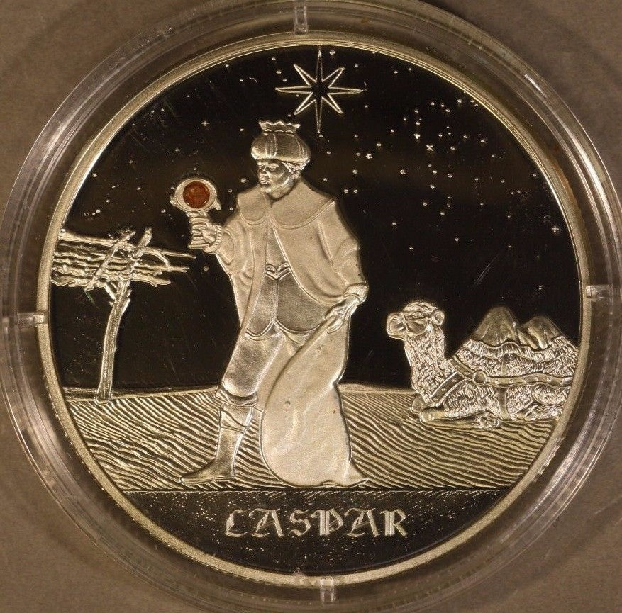  2005 Congo 10 Francs Silver ( 3 Holy Kings ) Wood Case 