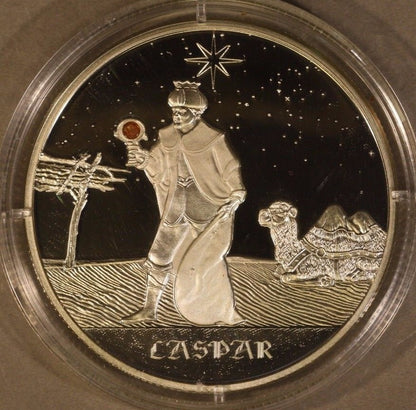  2005 Congo 10 Francs Silver ( 3 Holy Kings ) Wood Case 