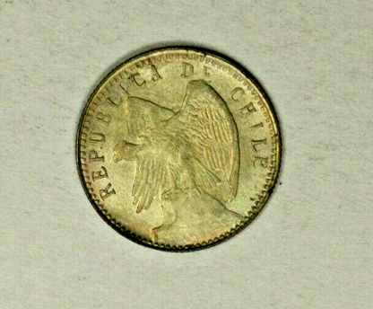 Chile  Silver 5 Centavos 1919   Lightly Toned Gem UNC   A1929