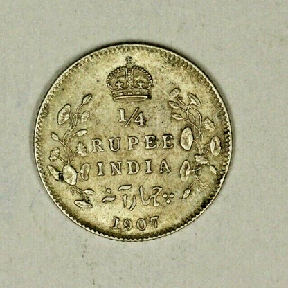British India Silver 1/4 Rupee 1907   A1219