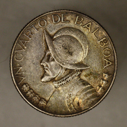 Panama 1930 1/4 Balboa Toned XF/AU