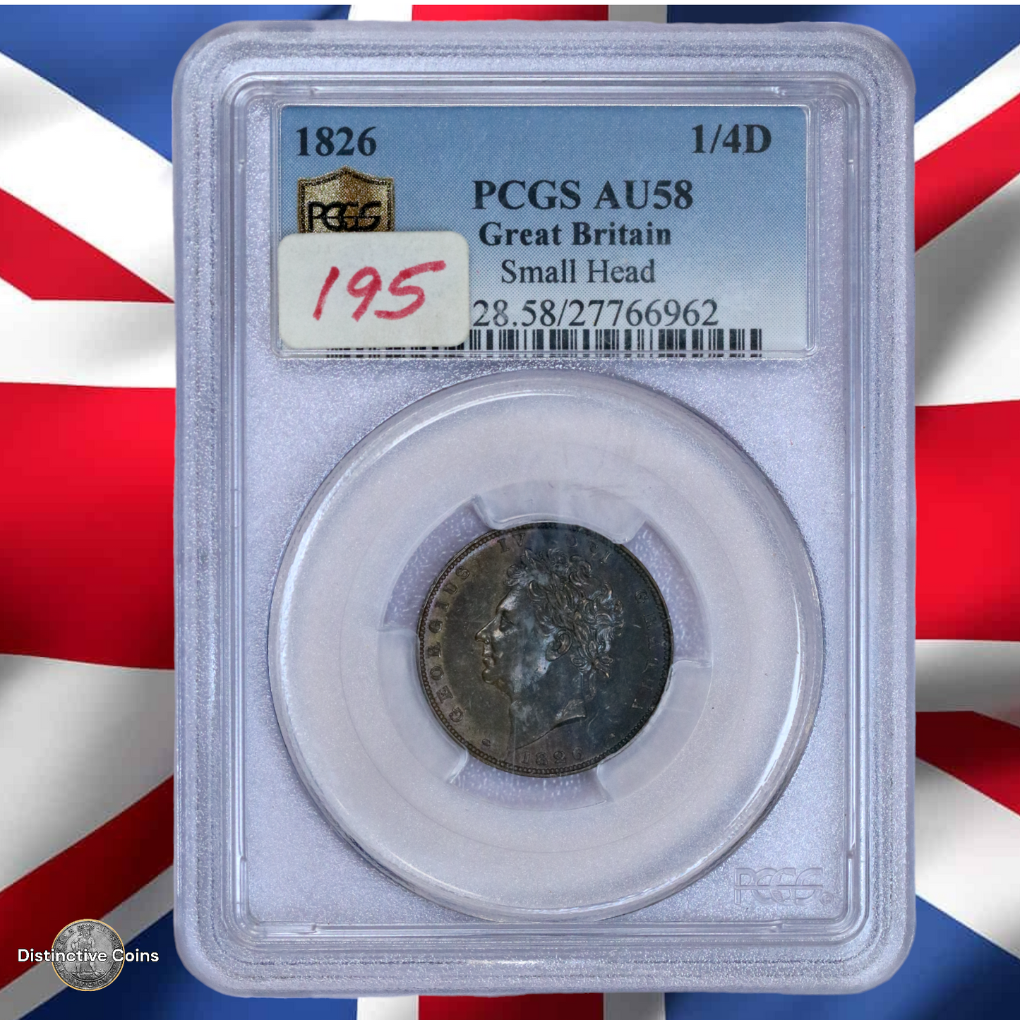 Great Britain 1826 Farthing PCGS AU58 - GBS036