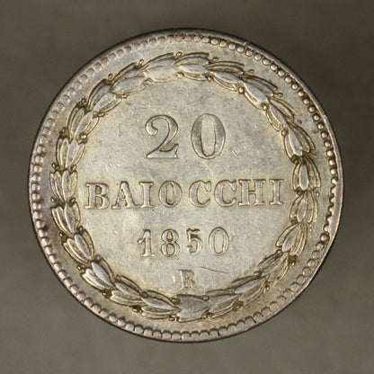Italy Papal States 1850 R 20 Baiocchi 