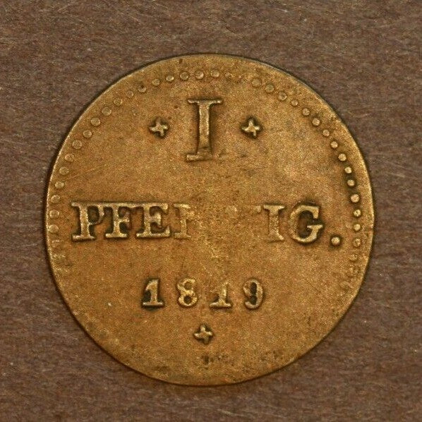 Germany - German States Hesse Darmstadt 1819 Pfennig A186