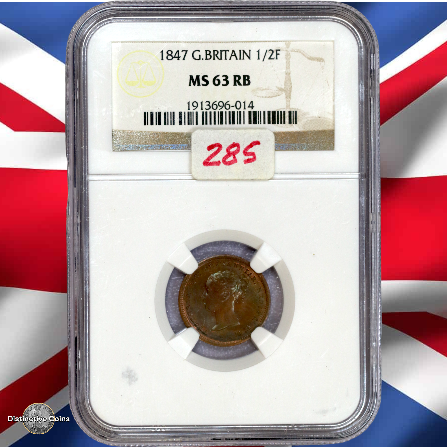 Great Britain 1847 1/2 Farthing NGC MS63RB - GBS022