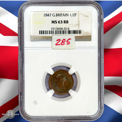Great Britain 1847 1/2 Farthing NGC MS63RB - GBS022