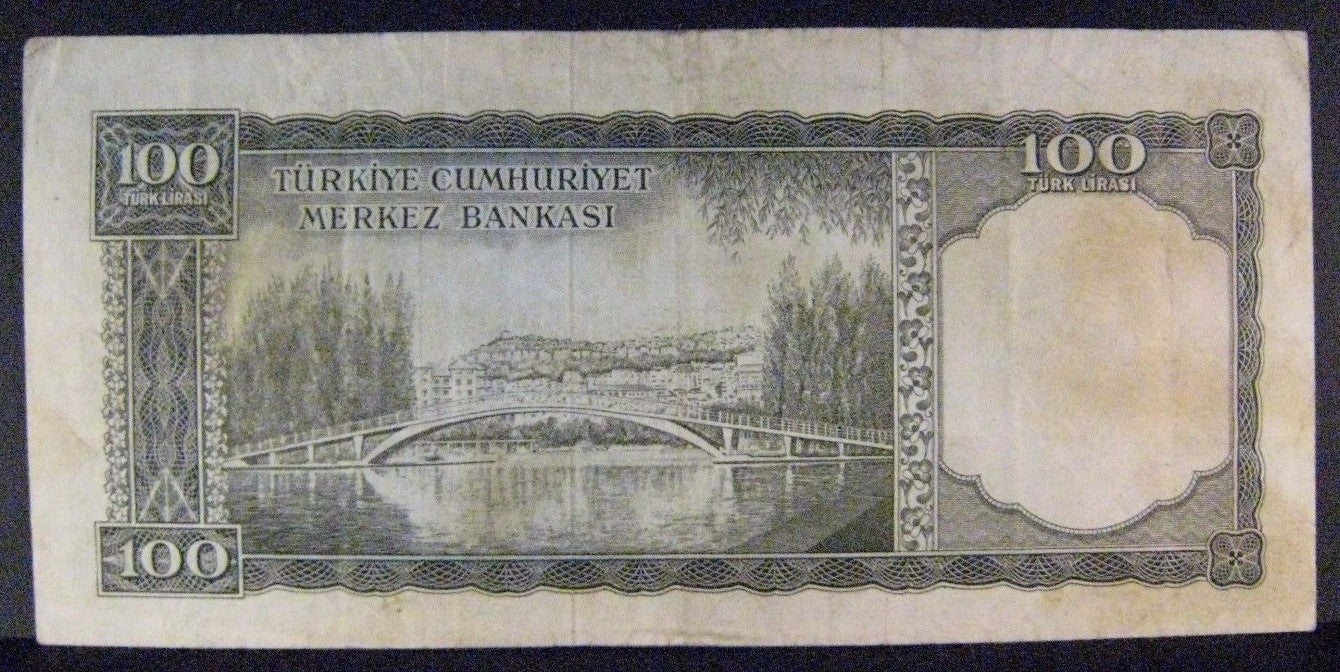 Replacement!  1930 Turkey, Bank of,100 Lire Bank Note (1.10.1964) 