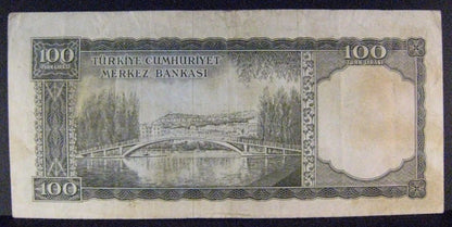 Replacement!  1930 Turkey, Bank of,100 Lire Bank Note (1.10.1964) 