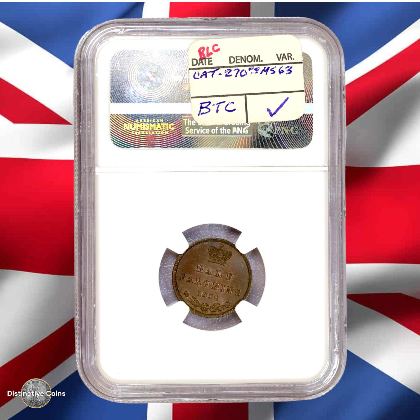 Great Britain 1852 1/2 Farthing NGC MS63BN - GBS002