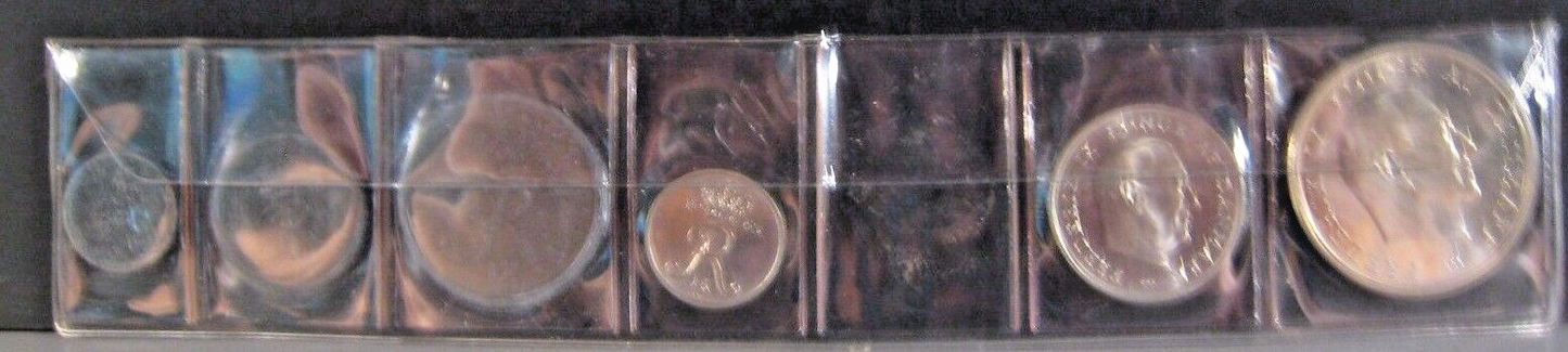 1963 Denmark 6 Piece Uncirculated Set of Coins Issued  