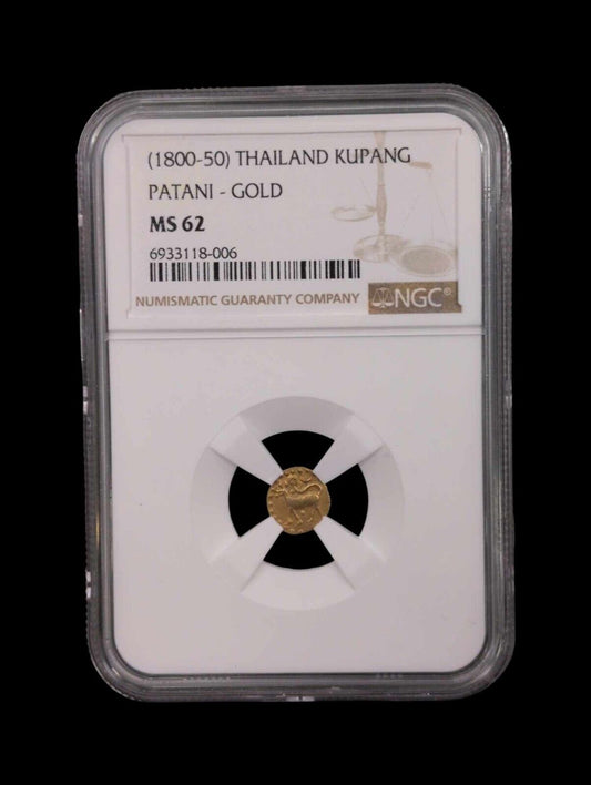 1800-50 Thailand Kupang Patano - Gold NGC MS62 WG1
