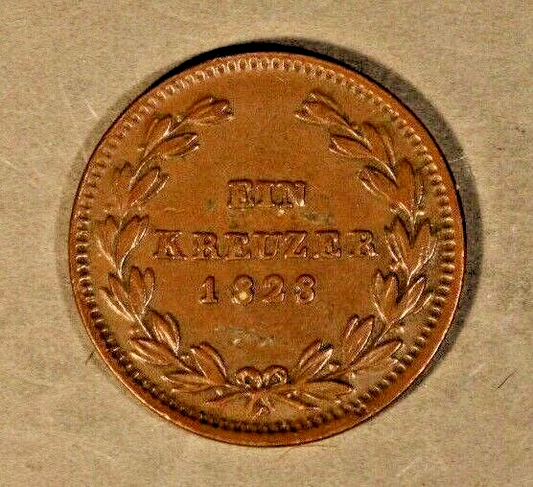 1828D German State Baden 1 Kreuzer Light Circulation   