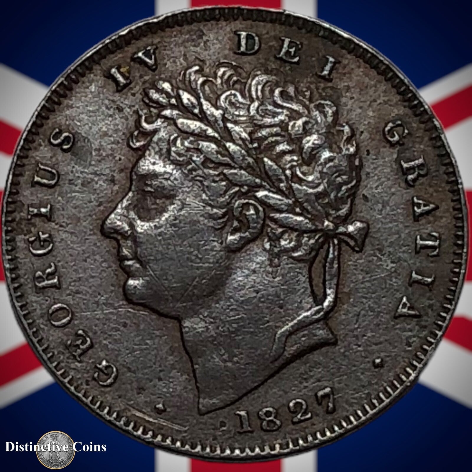 Great Britain 1827 Third Farthing 1/3 Penny GB3007