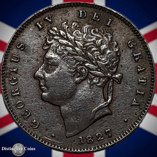Great Britain 1827 Third Farthing 1/3 Penny GB3007