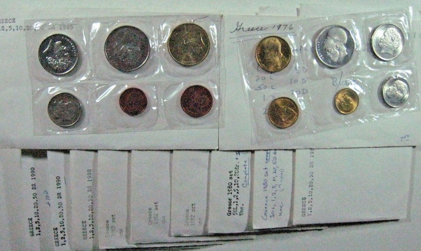 Greece Set of 11 Mixed Aftermarket Coin Year Sets Unc/bu
