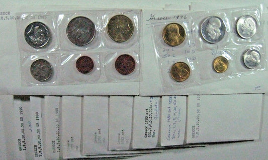 Greece Set of 11 Mixed Aftermarket Coin Year Sets Unc/bu