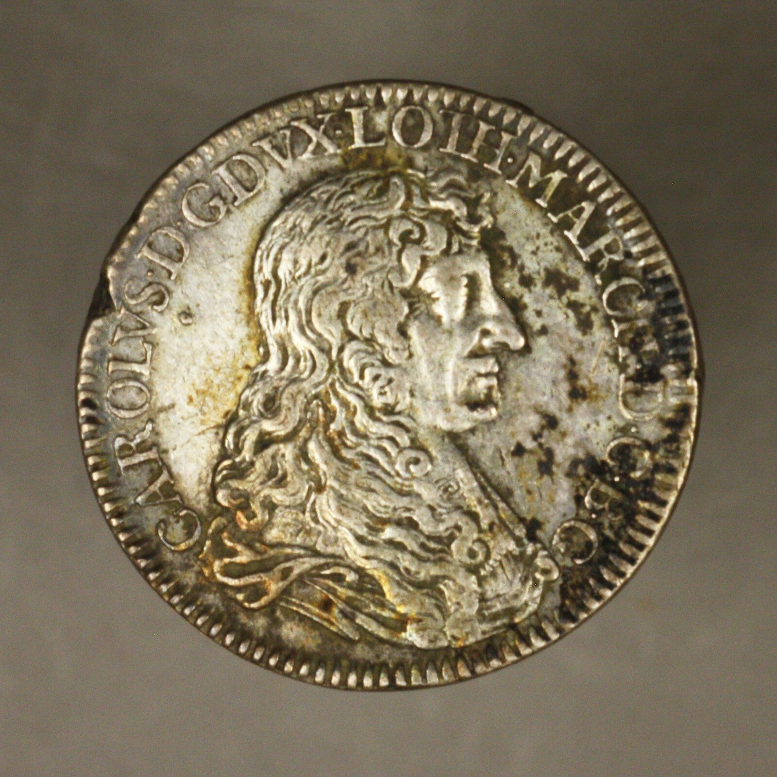 French Lorraine 1668 Teston  Old test cut on rim 