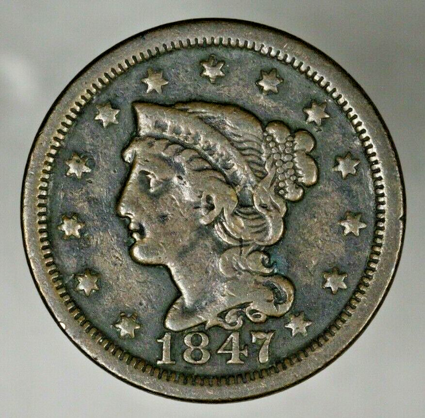 US 1847 Braided Hair Large Cent  A2950