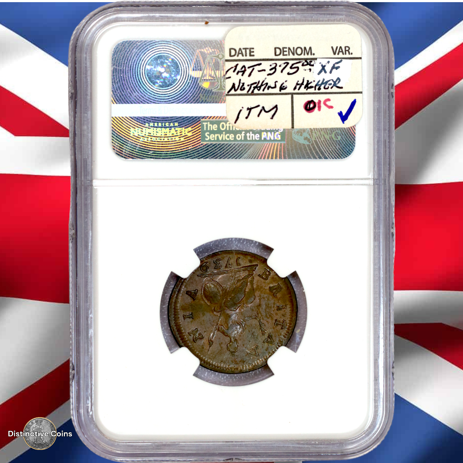 Great Britain 1739 Farthing NGC AU58BN - GBS031
