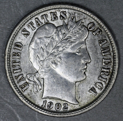 US 1902 P Barber Dime A3355