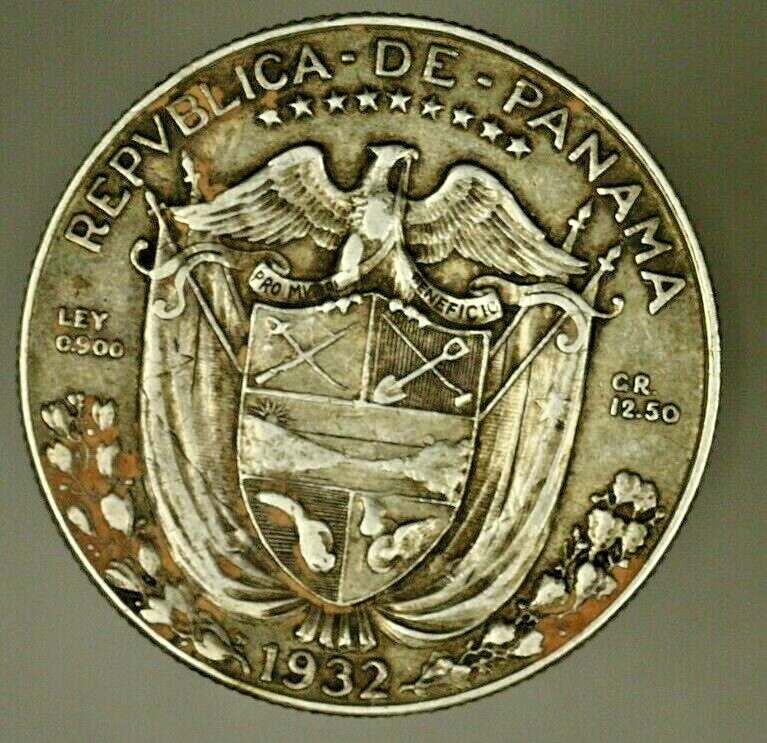 Panama Silver 1/2 Balboa 1932  XF-   A828