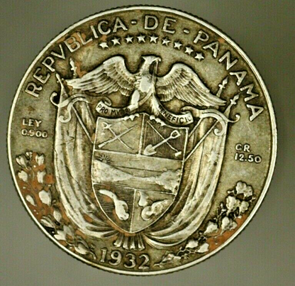 Panama Silver 1/2 Balboa 1932  XF-   A828