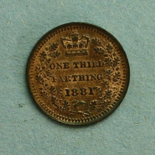 Great Britain 1881 1/3 Farthing Choice Red and Brown Unc A260