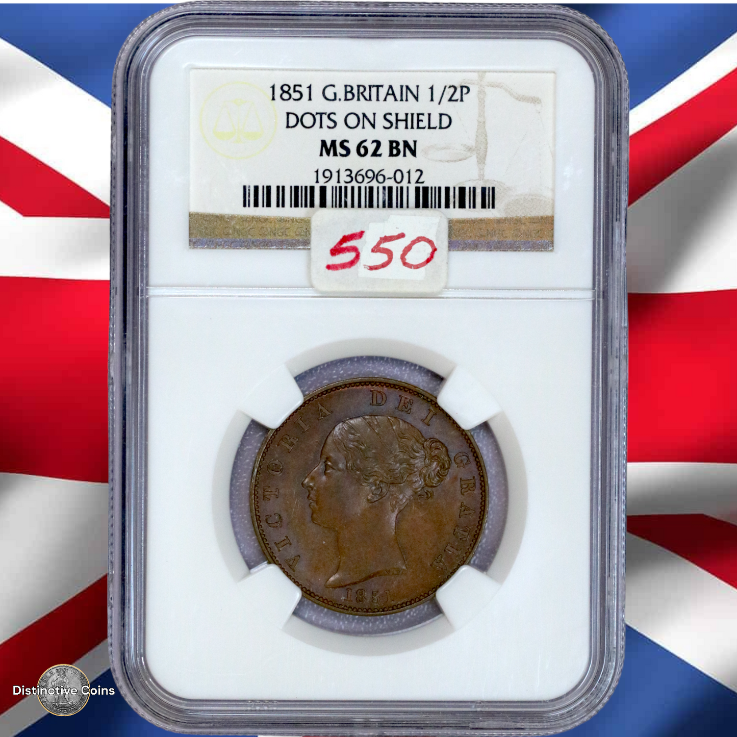 Great Britain 1851 1/2 Penny NGC MS62BN - GBS066