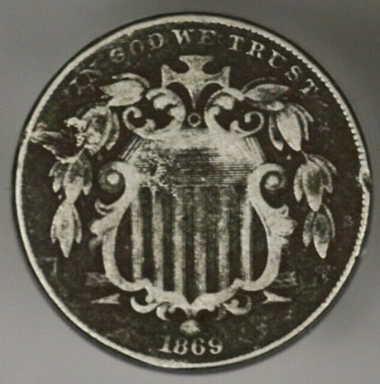 US 1869 Shield Nickel Dark Porous  A2748